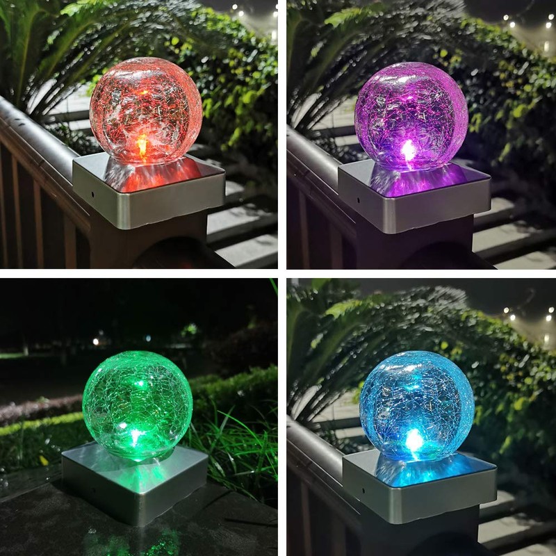 SUNNYPARK Solar Fence Post Cap Light, 4x4, Color Changing, Waterproof,