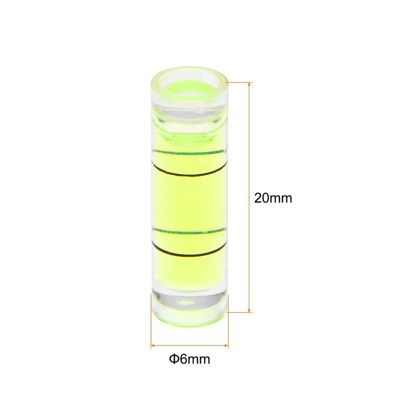 sourcing map 15pcs Small Cylindrical Bubble Level Vials 6x20mm PMMA