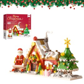 Christmas House Building Blocks, Santa Claus/Christmas Tree Building Set, Xmas Building Bricks, Architecture Construction Toys for Kids, Festive Creative Educational Toy, 926 Pcs