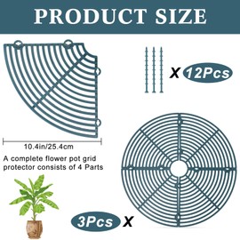 Sawysine 3 Pcs Plant Pot Cover Plant Protector from Animal Flower Pot Grid with Center Cutout Flower Cover Soil Protectors(11.8 in,Blackish Green)