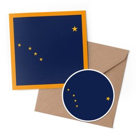 1 x Greeting Card & 10 cm Round Sticker Set - Alaska State Flag Emblem - Birthday Thank You Friend Lover Fan Mum Dad Kids #60726