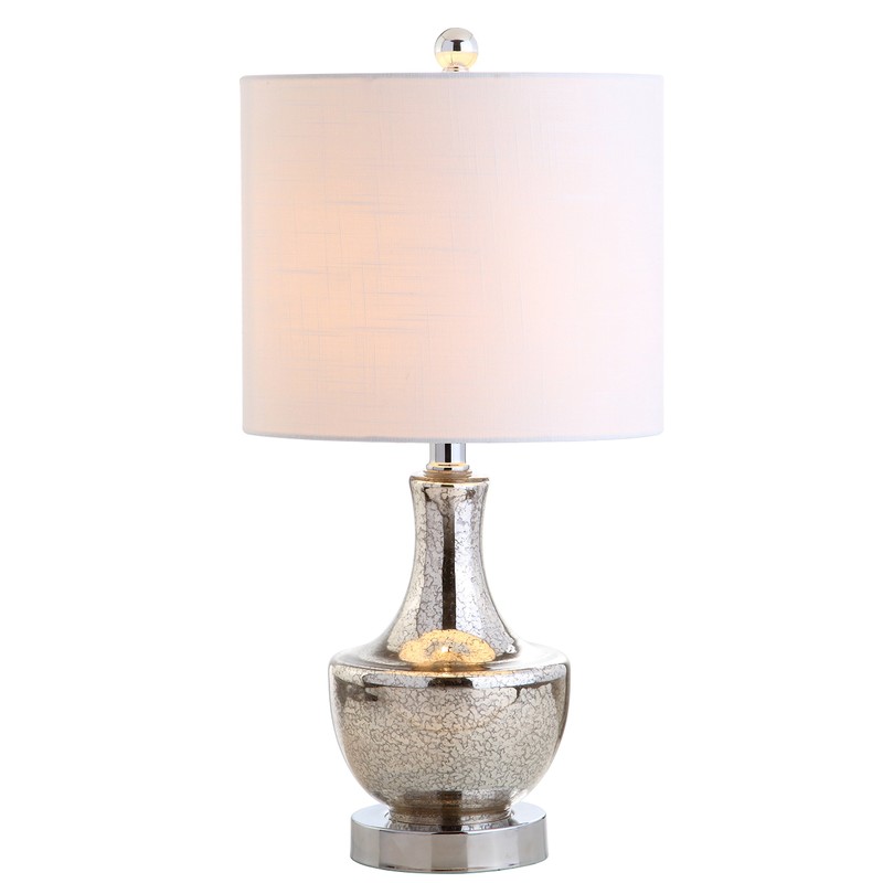 JONATHAN Y JYL1029B Colette 20" Mini Glass Table Lamp, Silver,