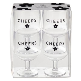 Santa Barbara Design Studio Unbreakable Wine Glasses Sippin' Pretty Stackable Acrylic Stemmed Wine Glasses, Set of 4, Cheers