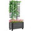 Outsunny Raised Garden Bed with Trellis, 58" Outdoor Wooden Planter