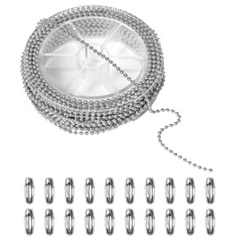 10m Ball Bead Chain, 32.8 Feet 304 Stainless Steel Ball Chains, 2.4mm Diameter Size Bead with 20 Pieces Connectors Clasps for Jewelry, Necklaces, Pendant Decorations