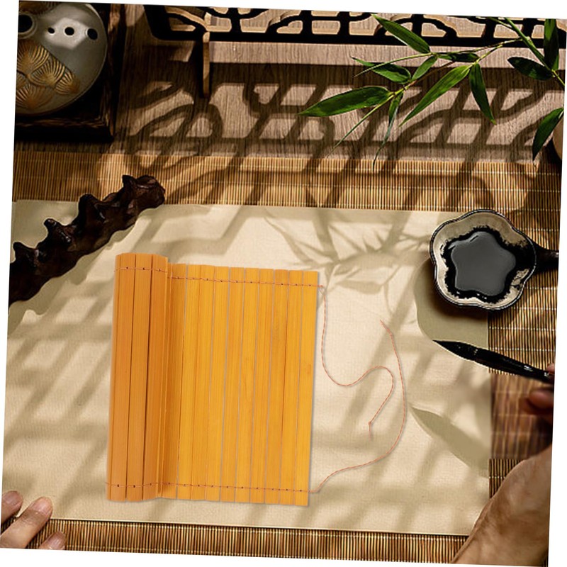 EXCEART 1 Bamboo Calligraphy Coaster Detail Carve Touch Chinese Bamboo