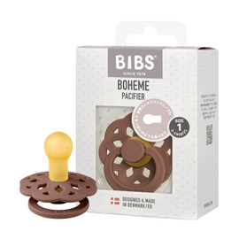 BIBS 210247 Woodchuck Natural Rubber Pacifier, Boheme, Single Item, Size 1 (0 - 6 Months), BPA Free, Arch Shape Reduces Friction, Round Nipple Similar to the Chest