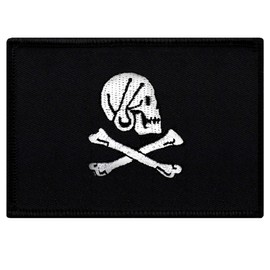 Jolly Roger Henry Every Flag Embroidered Patch Black White Pirate Skull Iron-On