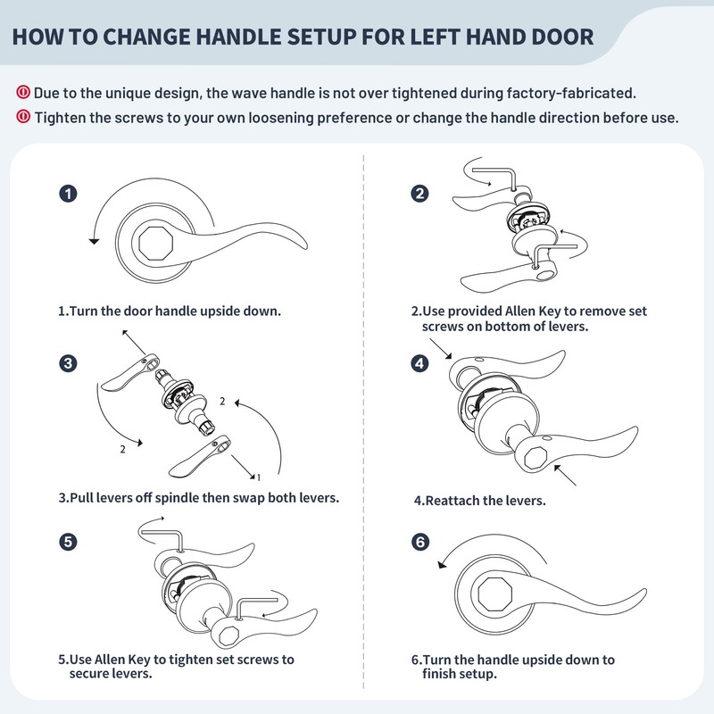LOQRON Wave Style Gold Door Handles with Lock and Key
