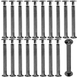 Hocansen 25 Set Chicago Screws M5x45mm Leather Screw Nail Rivet Chicago Bolts Button Metal Binding Screws Posts Round Flat Head Stud Screw for Leather Craft and Bookbinding (Gunmetal/M5x45mm)