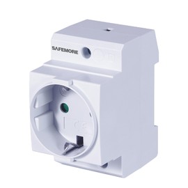 Schuko Socket for DIN Rail 16 A/230 V, SAFEMORE Built-in Socket for Distributor Installation, Protective Contact Socket for 35 mm DIN Carrier Rail Mounting