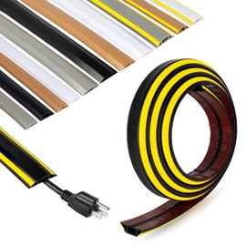 Rubber Bond Cord Cover Floor Cable Protector - Strong Self Adhesive Floor Cord Covers for Wires - Low Profile Extension Cord Covers for Floor & Wall