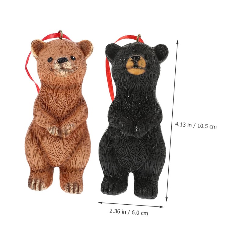 Mipcase 2pcs Adorable Bear Statues Cute Resin Hanging Ornaments for