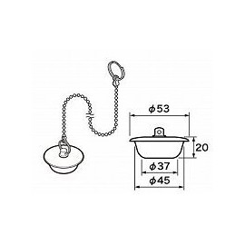 Yu Packet Compatible Products Panasonic Rubber Stopper with Casa Φ2.1 x Φ14.6 inches (53 x 37 x 20 x 20 cm), Chain Length 24.4 inches (620 mm) [RLXGVDT411]