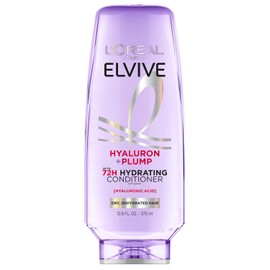 L'Oreal Paris Elvive Hyaluron Plump Acondicionador hidratante para cabello deshidratado y seco con complejo de cuidado de ácido hialurónico, sin parabenos, 12.6 onzas líquidas