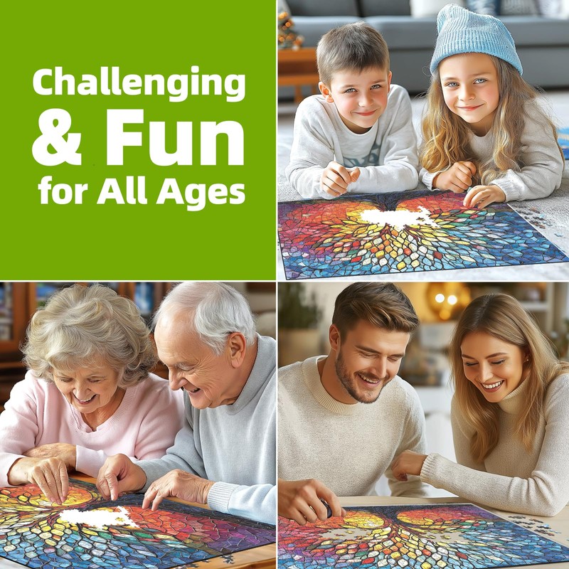 Puzzles for Adults 1000 Pieces Stained Glass Tree of Life