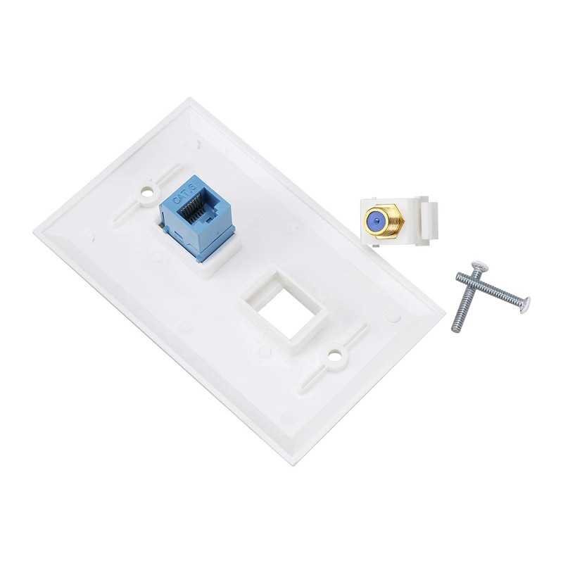Ethernet Coax Wall Plate 2Pack,1 Cat6 Ethernet Port and 1
