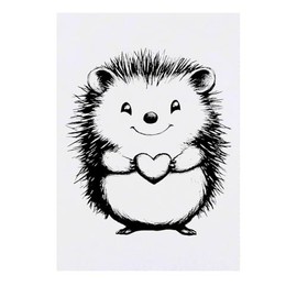 'Cute Hedgehog with Heart' Temporary Tattoo - Water Resistant, Skin-Safe, Non-Toxic Transfer (TO00082375)