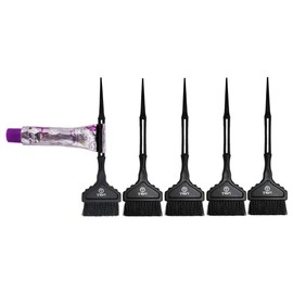 5 Pieces Hair Dye Coloring Brush with Tube Squeezer Dispenser by TION - Professional Salon Hair Coloring Dyeing Brush L – Soft Black Wave Bristles Color Applicator Brush Set - DIY Hair Dye Tools