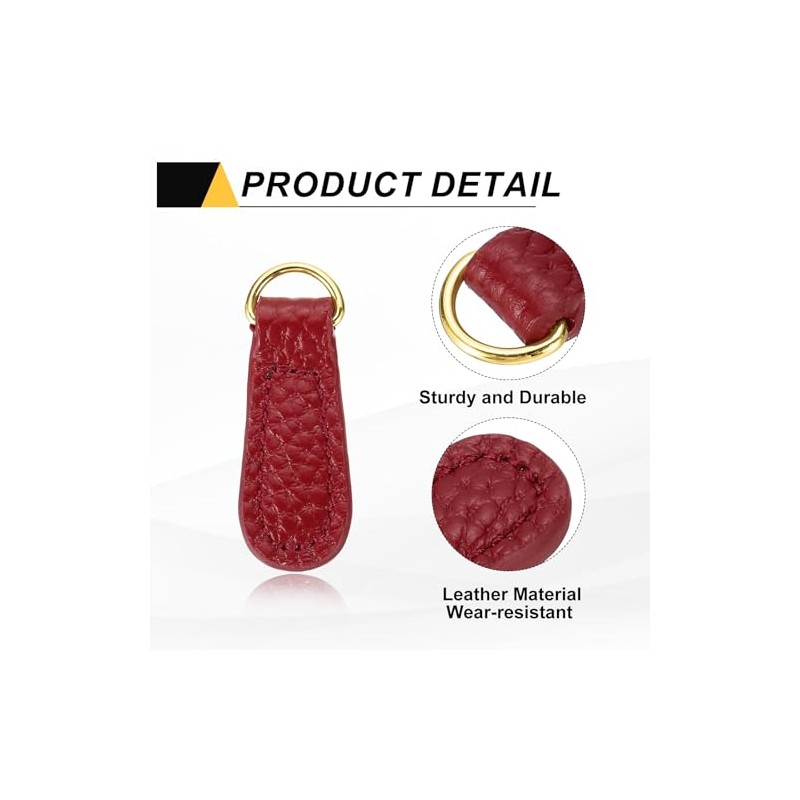 sourcing map 6pcs Zipper Pull, 1.57 Inch Litchi Leather Zip