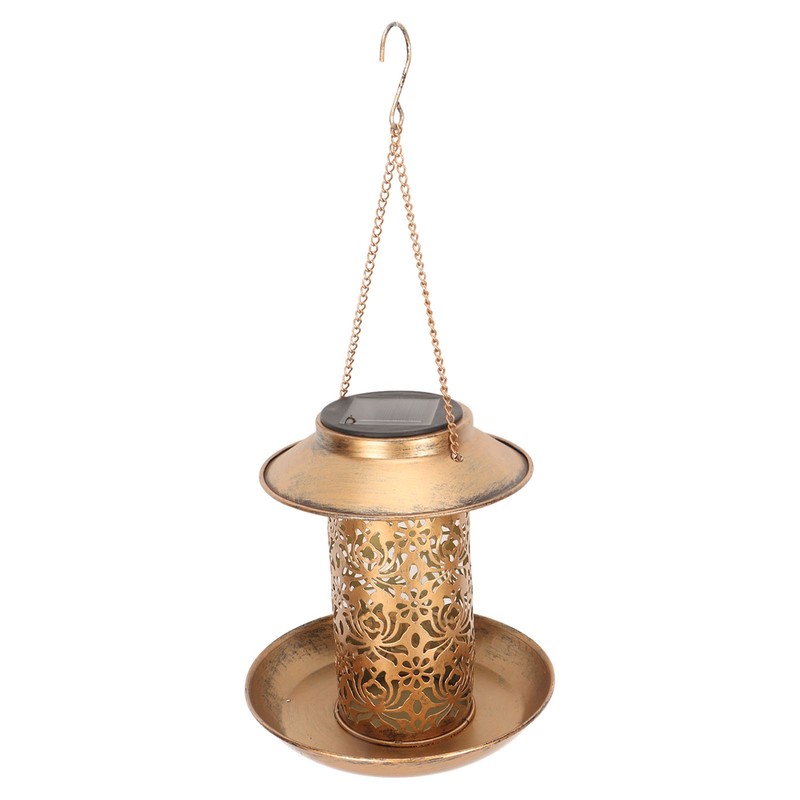 Hanging Bird Feeder Solar Powered Light Hollow Design Sturdy Stable