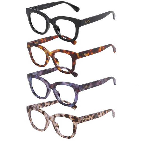 KSSESSE Reading Glasses for Women Men Square Oval Readers with