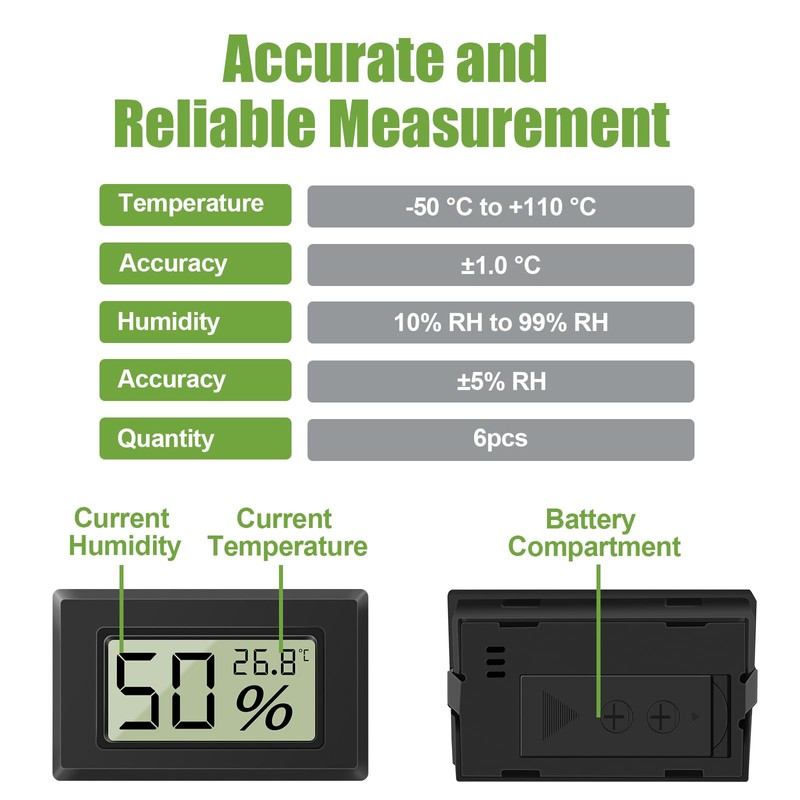 Hydrometer with Thermometer, Mini Hygrometer Digital, Indoor Hygrometer, for Greenhouse/Wine