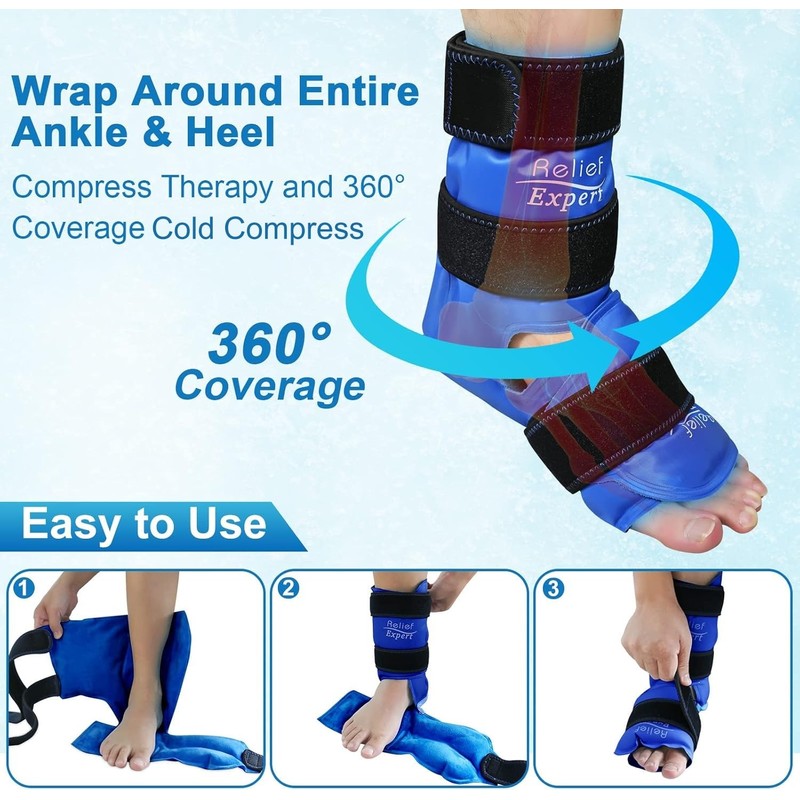 Relief Expert Ankle Ice Pack Wrap 2 Packs – Reusable