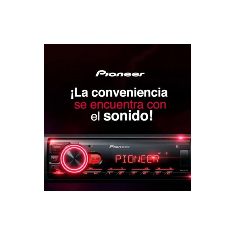 Autoestereo Pioneer, S/CD, Conectividad UBS y Bluetooth, Color Negro, Modelo