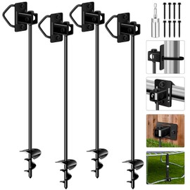 26" Ground Anchors Screw-in Payivsve, Multi-Purpose Trampoline Stakes Heavy Duty, 3" Wider Spiral Mobile Home Anchors Hurricane Earth Anchor for Trampoline, Shed, Swing Sets, Carports(26"-4pcs)