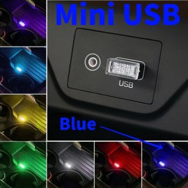 Lever3368 Blue Mini USB LED Car Accessories Interior Light Neon Atmosphere Lamp Bulb US