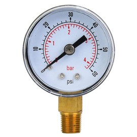Mechanical Pressure Gauge, 1/8 Inch BSPT Pressure Gauge for Air, Oil and Water (0-60psi, 0-4bar)