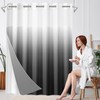 Nesphy No Hook Ombre Black and Grey Shower Curtain with
