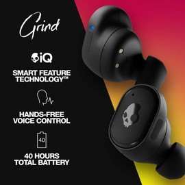 Skullcandy Skullcandy Grind In-Ear Wireless Earbuds, 40 Hr Battery, Skull-iQ, Alexa Enabled, Microphone, Works with iPhone Android and Bluetooth Devices - True Black