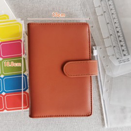 DY.2ten A6 Size Notebook Refill, 90 Pieces, Horizontal Rule, 6 Holes, Memory Fill, Notepad, 6 Hole Ring, Binder, Loose Leaf Leather, PU Leather, Pen Holder, Clear Pocket, Zipper Pocket, Card Pocket, Bookmark Ruler