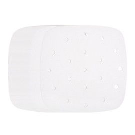 sourcing map 100pcs Air Fryer Liners 6.5 Inch Square Bamboo Steamer Liners with Holes Non-Stick Perforated Parchment Paper Sheets Disposable Steamer Paper for Air Fryers Steaming Basket, White