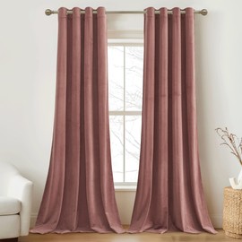 RYB HOME Mauve Velvet Curtains 90 inch Length, Room Darkening Curtains & Drapes with Rustproof Grommet Luxury Decor for Large Window Privacy Shades for Apt, W52 x L90 inch, 2 Panels Set