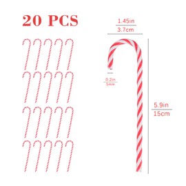 AmlkHxuan Christmas Plastic Candy Cane Christmas Tree Hanging Ornament for Christmas Decorations (White Red-20 Pieces)
