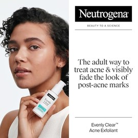 Neutrogena Exfoliante para el acné Evenly Clear con ácido salicílico y ácido mandélico, suero de tratamiento exfoliante facial multiácido que desvanec