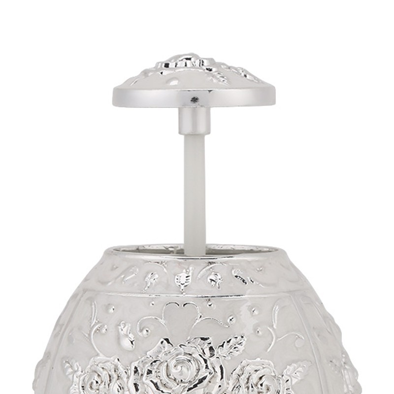 Metal Zinc Alloy Toothpick Holder Flower Pattern Hand Press Toothpick