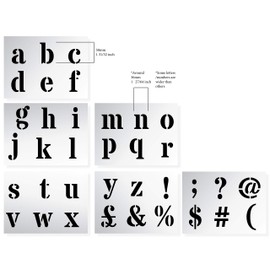 Dovetails Vintage Letter Stencil 50 mm Tall Roman Style Lower Case Letters and Symbols.