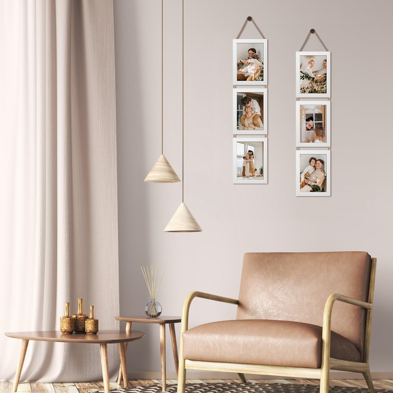 QUTREY 5x7 Collage Picture Frames White, 6 Openings Vertical 5