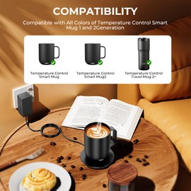 OatXtorpor Charging Coaster 2 Compatible with Temperature Control Smart Mug 2 and 1 - Mug Power Cord - Charger Dock Base for Wireless Warmer Cup Accessories - Black