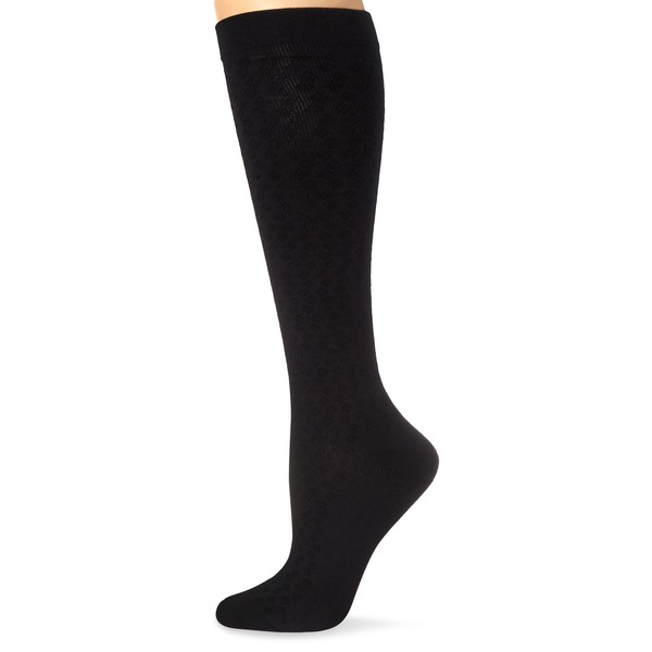 Activa Womans 15-20 mmHg Diamond Pattern Dress Trouser Socks, Black, Large