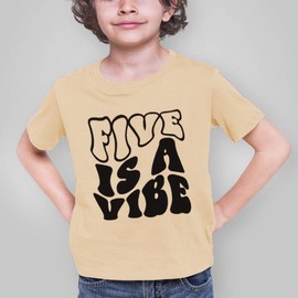 5th Birthday Shirt Outfit Girl Boy Five is A Vibe Fifth Birthday T-Shirt Gift 5 Year Old Little Kids Tees Tops Black