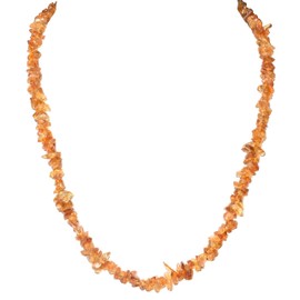 Zenergy Gems CHARGED 36" Premium Citrine Quartz Crystal Necklace Tumble Polished + Selenite Heart Charging Crystal (THE HAPPY STONE/PROTECTS AGAINST NEGATIVITY/PROMOTES CLARITY) [REIKI]