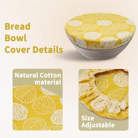 Reusable Bowl Covers for Bread Proofing, Thickened Large Elastic Cover for Sourdough Bread Food Fruit Salad Storage, 100% Cotton Cloth Fabric Washable (Orange)