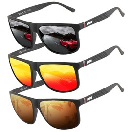 Perfectmiaoxuan Polarised Sunglasses Men/Women; Vintage/Classic/Elegant Glasses Frame; HD Pilot Lenses; Golf/Driving/Fishing/Travel Glasses/Outdoor Sports Fashion Sunglasses, 【D3】Black+Red+Brown