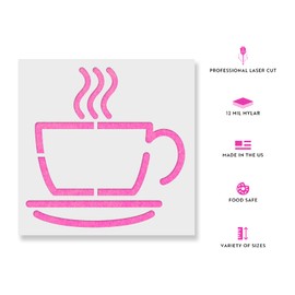 Coffee Cup Stencil Template for Walls and Crafts - Reusable Stencils for Painting in Small & Large Sizes