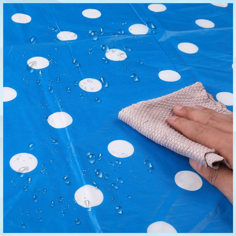 1 Piece Blue Polka Dot Tablecloth, Disposable Plastic Tablecloth, Waterproof,